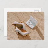 Hochzeitsschuhe und zwei Hochzeitsringe Postkarte (Vorne/Hinten)