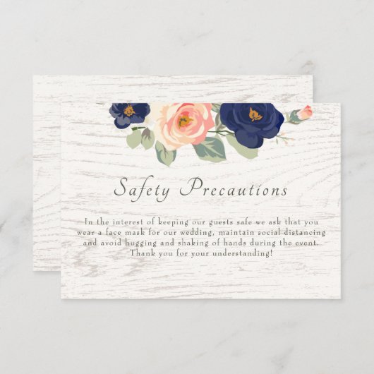 Hochzeitsschutz Rustikale blaue Pfirsich RSVP Karte (Vorne/Hinten)