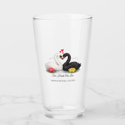 Hochzeitsschwan benutzerdefinierter Dankeschön-Gla Glas (Vorderseite)