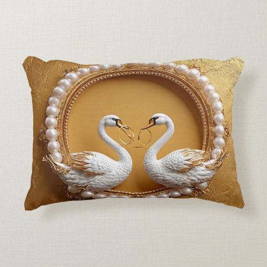 Hochzeitsschwäne Dekokissen (Vorderseite)