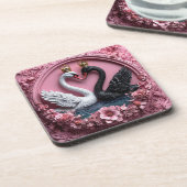 Hochzeitsschwäne Getränkeuntersetzer (Linke Seite)