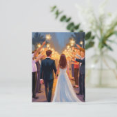 Hochzeitsschwärmer | Gemalte Hochzeitsfeier Postkarte (Stehend Vorderseite)