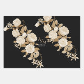 Hochzeitsschwarz-Monogramm-Rose Geschenkpapier Set (Vorderseite 3)