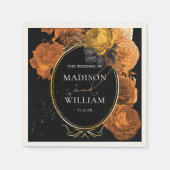 Hochzeitsschwarz und orange Personalisiert Serviette (Vorderseite)