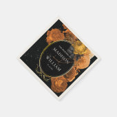 Hochzeitsschwarz und orange Personalisiert Serviette (Ecke)