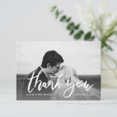 Hochzeitsschwarz-Weiß-Foto Modernes 2B Dankeskarte (Stehend Vorderseite)
