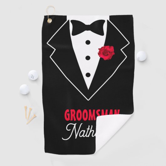 Hochzeitsschwarze Krawatte Tuxedo, Rote Rose, anpa Golfhandtuch (Insitu)