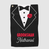 Hochzeitsschwarze Krawatte Tuxedo, Rote Rose, anpa Golfhandtuch (Vorderseite)