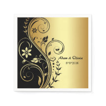 Hochzeitsscroll Black Gold Napkin
