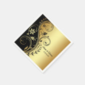 Hochzeitsscroll Black Gold Napkin Serviette (Ecke)