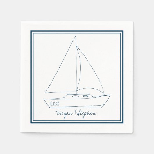 Hochzeitssegelboot Serviette (Vorderseite)