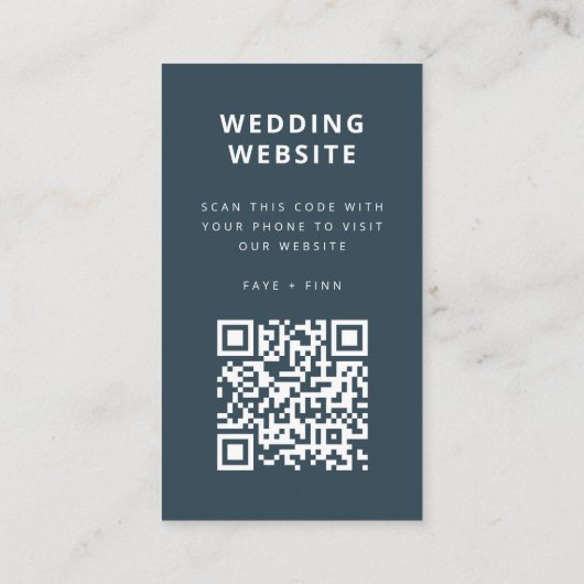 Hochzeitsseite | Dusky Blue Scandinavian QR Code Begleitkarte (Rückseite)