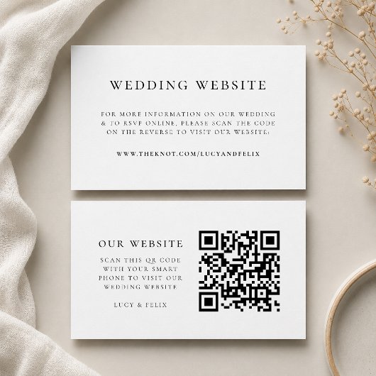 Hochzeitsseite | Eleganter Chic UAWG QR Code Begleitkarte