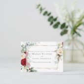 Hochzeitsseite | Ivory Burgundy Peony Blume Begleitkarte (Stehend Vorderseite)