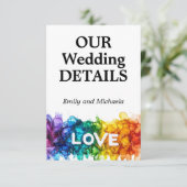 🌈 Hochzeitsseite LGBTQ mit Liebe bemalt Begleitkarte (Stehend Vorderseite)