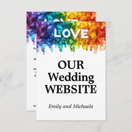 🌈 Hochzeitsseite LGBTQ mit Liebe bemalt Begleitkarte (Vorne/Hinten)