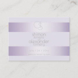 Hochzeitsseite | Lilac Shimmer Stripes Monogramm Visitenkarte