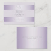 Hochzeitsseite | Lilac Shimmer Stripes Monogramm Visitenkarte (Vorne/Hinten)