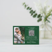 Hochzeitsseite Minimalistisches QR Foto Green Begleitkarte (Stehend Vorderseite)