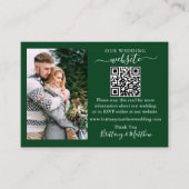 Hochzeitsseite Minimalistisches QR Foto Green Begleitkarte (Vorderseite)