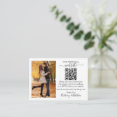 Hochzeitsseite Minimalistisches QR-Foto Schwarz-we Begleitkarte (Stehend Vorderseite)
