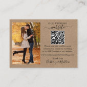 Hochzeitsseite Minimalistisches QR Kraft Foto Begleitkarte (Vorderseite)