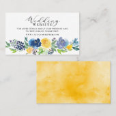 Hochzeitsseite Navy Blue and Yellow Floral Visitenkarte (Vorne/Hinten)