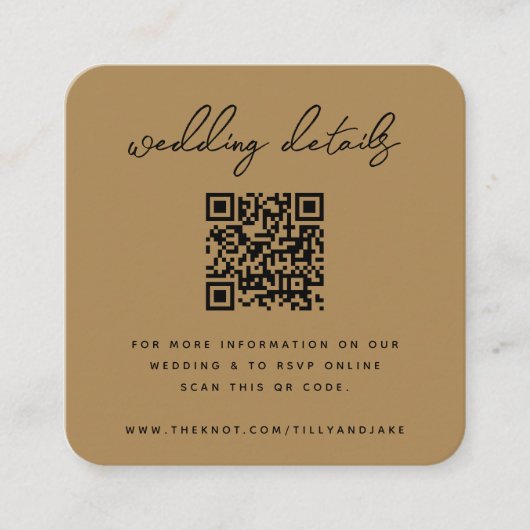 Hochzeitsseite | QR Code Gold Minimal Foto UAWG Begleitkarte (Vorderseite)