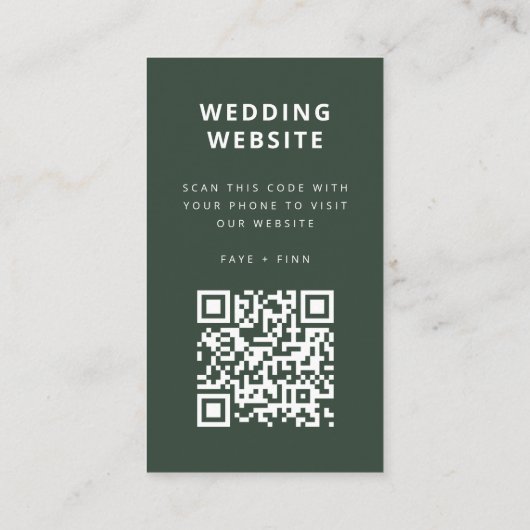 Hochzeitsseite | QR Code Grüne Skandale Minimalist Begleitkarte (Rückseite)