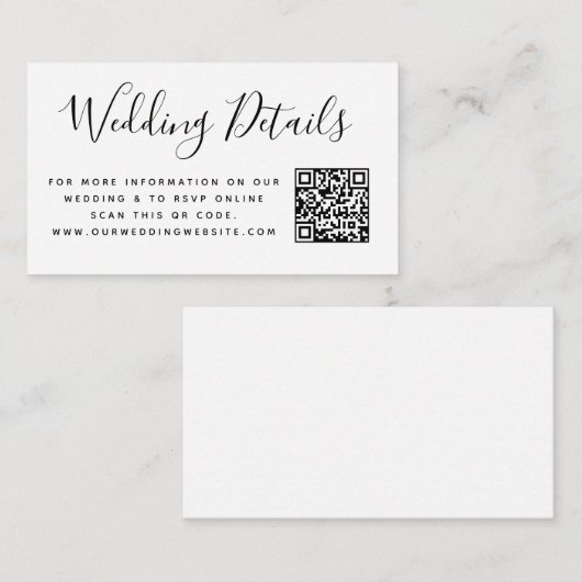 Hochzeitsseite | QR Code Minimal UAWG Einfach Begleitkarte (Vorne/Hinten)