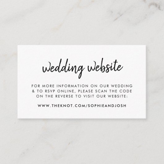 Hochzeitsseite | QR-Code Minimalistisch Begleitkarte (Vorderseite)
