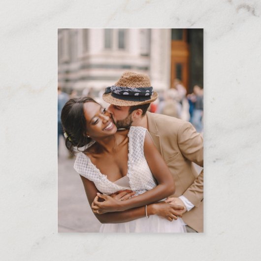 Hochzeitsseite | QR Code Minimalistisches Foto UAW Begleitkarte (Rückseite)