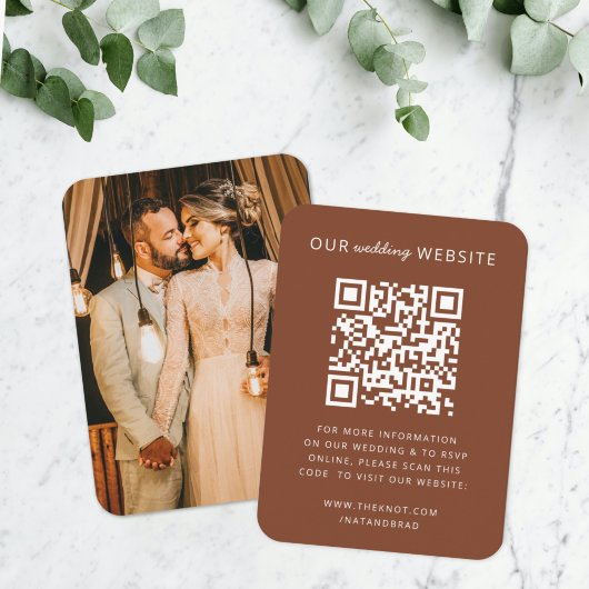 Hochzeitsseite | QR Code Minimalistisches Foto UAW Begleitkarte