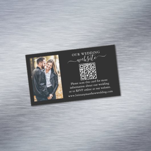 Hochzeitsseite QR Foto 25 Schwarze Magnet Karten (Beispiel)