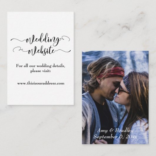 Hochzeitsseite | Schwarzes Skript und Ihr Foto Begleitkarte (Vorne/Hinten)