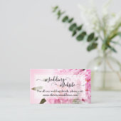 Hochzeitsseite | Script Over Pink Peongs Begleitkarte (Stehend Vorderseite)