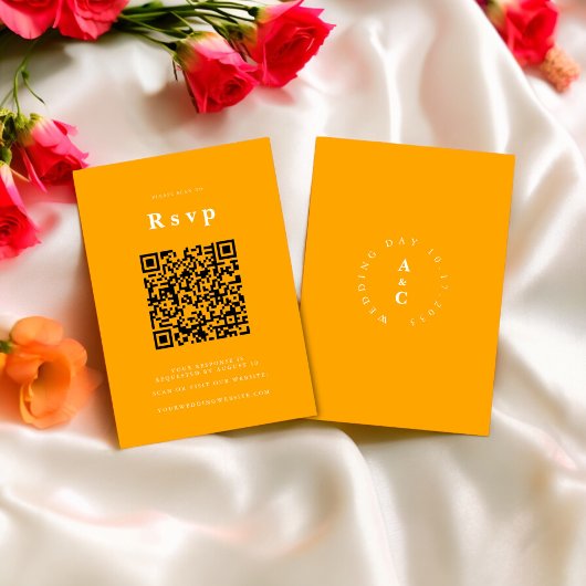 Hochzeitsseite | UAWG QR-Code Foto orange RSVP Karte