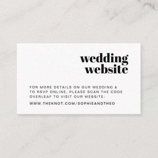 Hochzeitsseite | UAWG Scannable QR Code Retro Begleitkarte (Vorderseite)