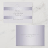 Hochzeitsseite | Violet Shimmer Streifen Monogramm Visitenkarte (Vorne/Hinten)