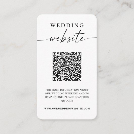 Hochzeitsseiten Website Minimalistisch QR Code Fot Begleitkarte (Vorderseite)