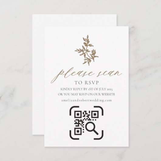 Hochzeitsseiten Website Umschließungskarte QR Code Begleitkarte (Vorne/Hinten)