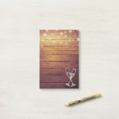 Hochzeitssekt Brille String Light Rustic Wood Post-it Klebezettel (Auf Schreibtisch)