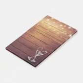 Hochzeitssekt Brille String Light Rustic Wood Post-it Klebezettel (angewinkelt)