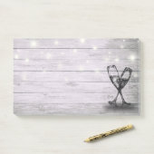 Hochzeitssekt Brille String Light Rustic Wood Post-it Klebezettel (Auf Schreibtisch)