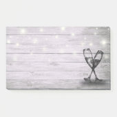 Hochzeitssekt Brille String Light Rustic Wood Post-it Klebezettel (Vorderseite)