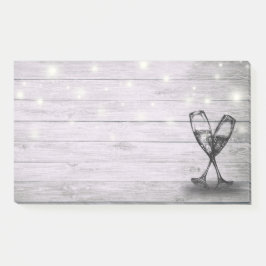 Hochzeitssekt Brille String Light Rustic Wood Post-it Klebezettel
