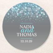 Hochzeitssekt, grau-blaue Untersetzer (Vorderseite)