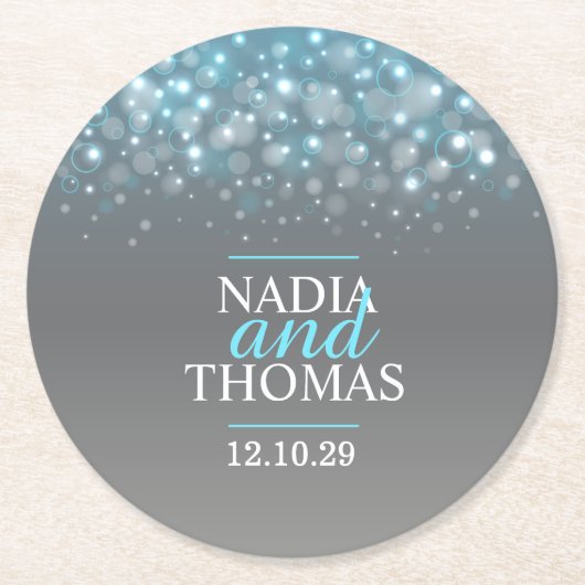 Hochzeitssekt, grau-blaue Untersetzer (Vorderseite)