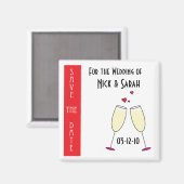 Hochzeitssekt Save the Date Magnet (Vorderseite/Rückseite)