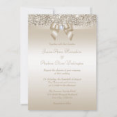 Hochzeitssekt-Sequins, Bow & Diamond Einladung (Rückseite)